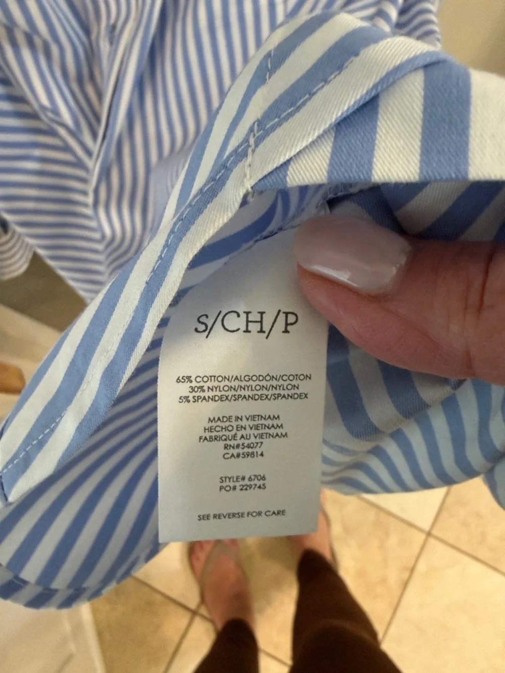 CAbi -6706 Blue and White Vertical Stripe Button-Up Shirt/Dress - Picture 4 of 4